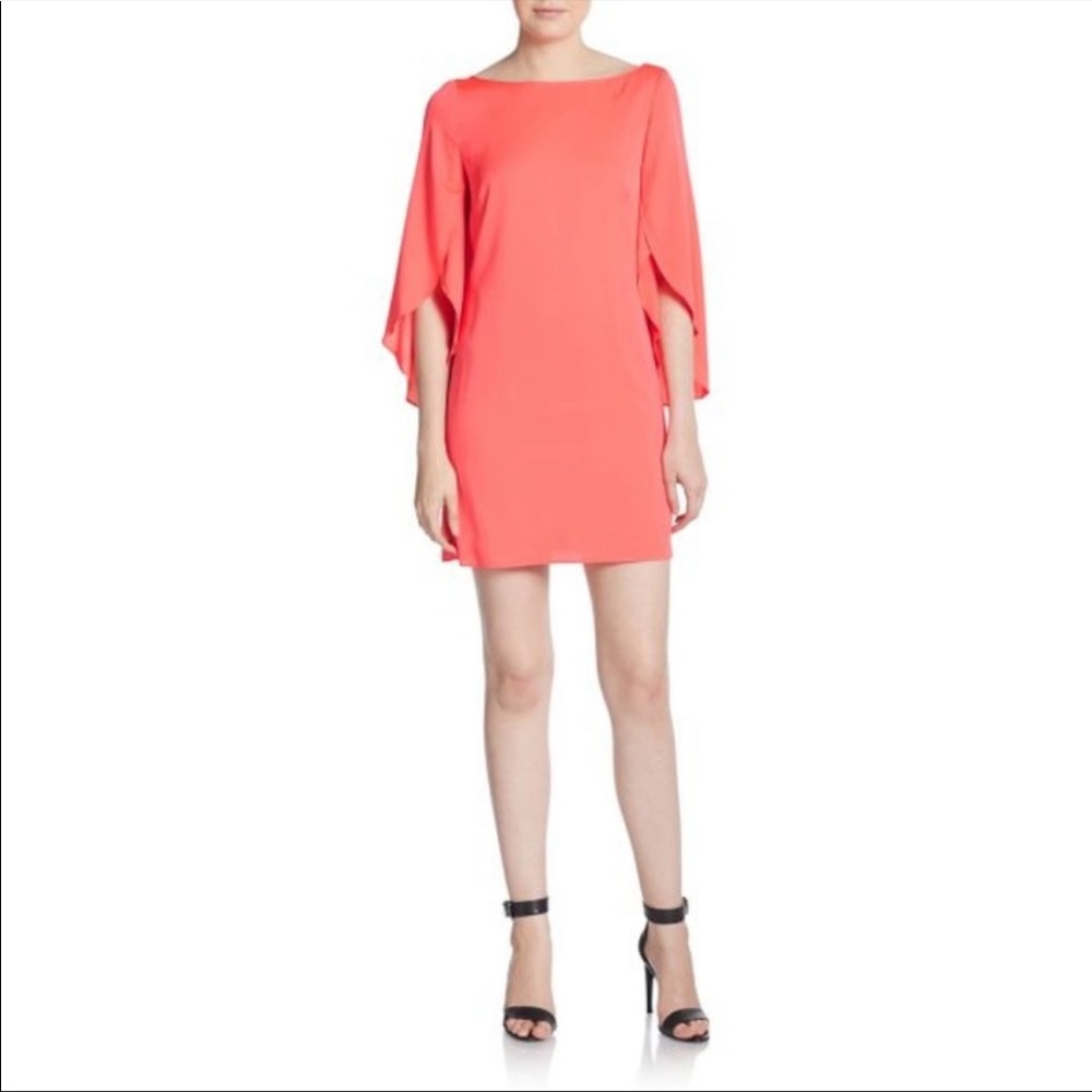 Milly Coral Pink Silk Butterfly Sleeve Dress